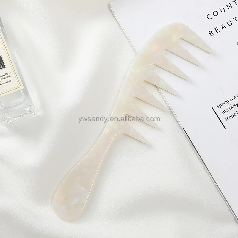 New Acetic Acid  Anti-static Comb Custom Long Handle Eco-friendly Women Wide Teeth Acetate Hair Combs