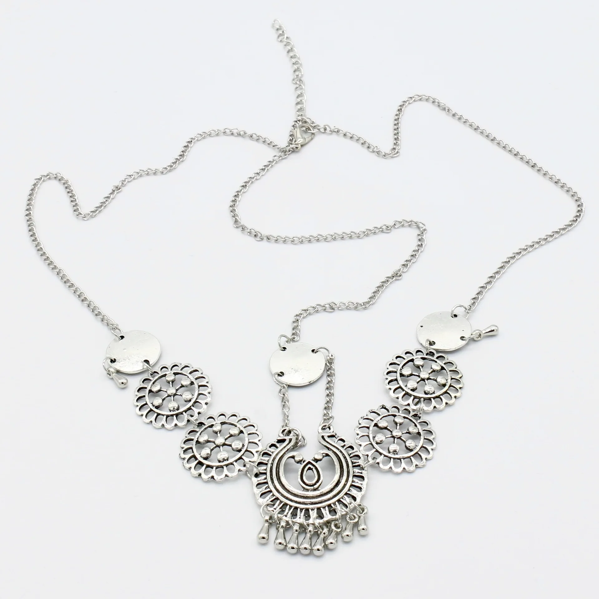 Vintage Ethnic Style Personalized Headwear Metal Embossed Water Drop Tassel Hair Band women hair accessories