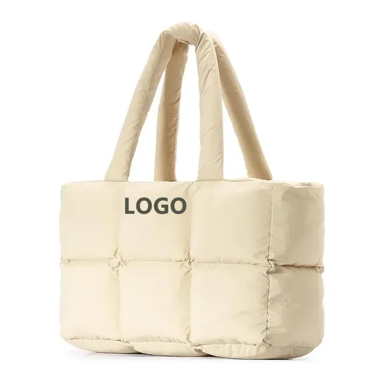 2024 Padded Shoulder Bag Luxury High Capacity Travel Weekender Bag Soft Pillow Women Handbag Quilted Puffy Tote Bag