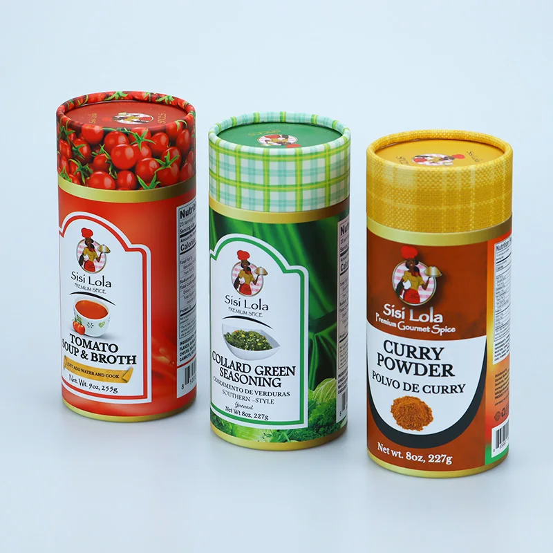Biodegradable cylinder paper packaging tube food airtight peel off lid coffee loose tea salt protein powder spice round package