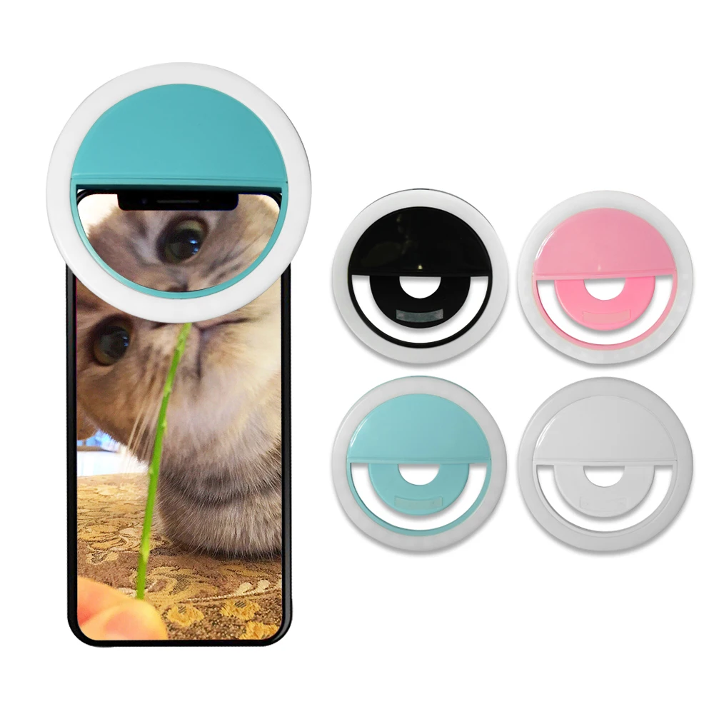 Portable Mini Pink Makeup Selfie LED Ring Flash Light Video Live Photography Fill Light Mobile Phone LED Selfie Ring Light