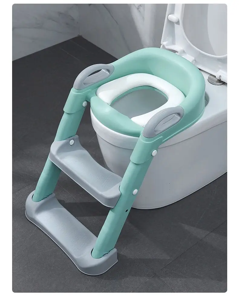 Potty Training Toilet Seat with Step Stool Ladder for Kids, Baby Training Seat with Soft Padded Seat