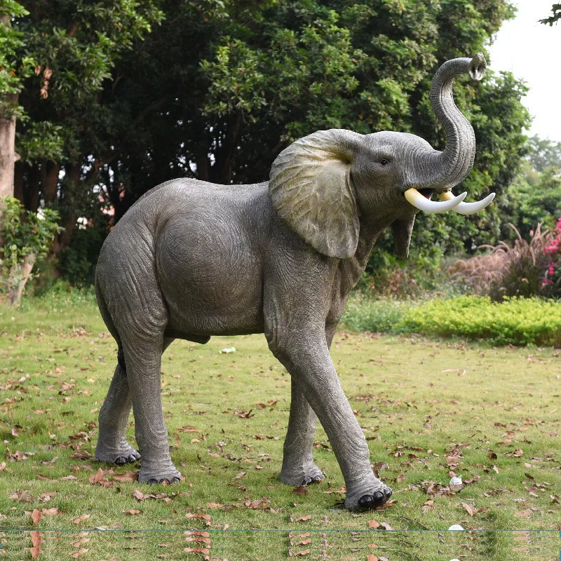 Statue Resin Statue Cute Elephants Large Animal Polyresin Sculpture For Garden Park School Decoration Life Size Resin Statue