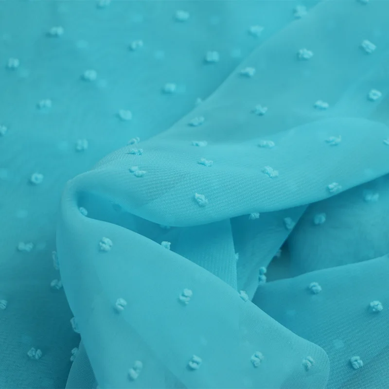 hot sale 100%polyester 50D little hairy ball dots chiffon fabric for dress wedding scarf sleepwear