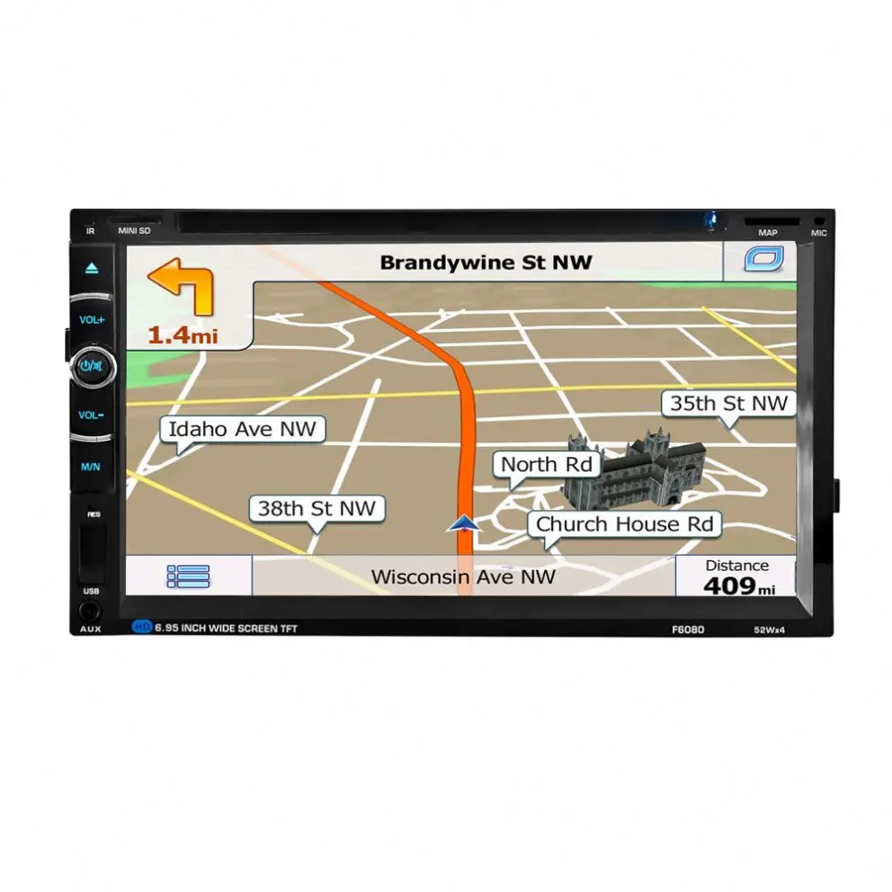 2 Din 6.95-inch Touoch Screen Universal GPS navigation Car DVD Player 6080
