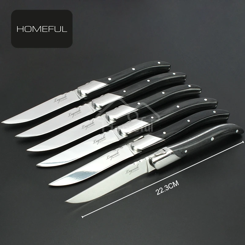 Classic laguiole knife stainless steel steak knife with pakka wood in MDF gift box