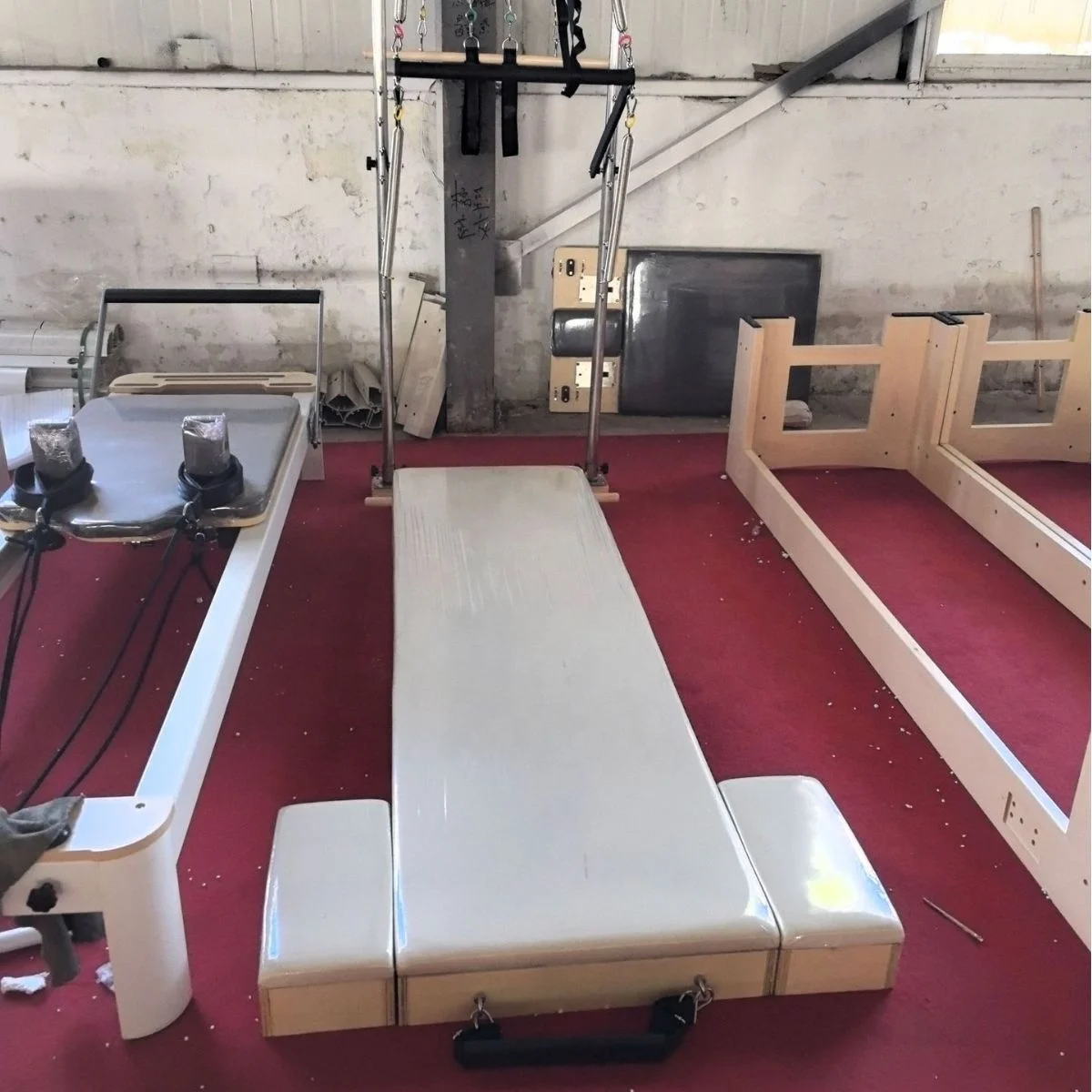 Pilates Cadillac Reformer Wall Unit Tower with Platform Mat for Physical Activity Exercise