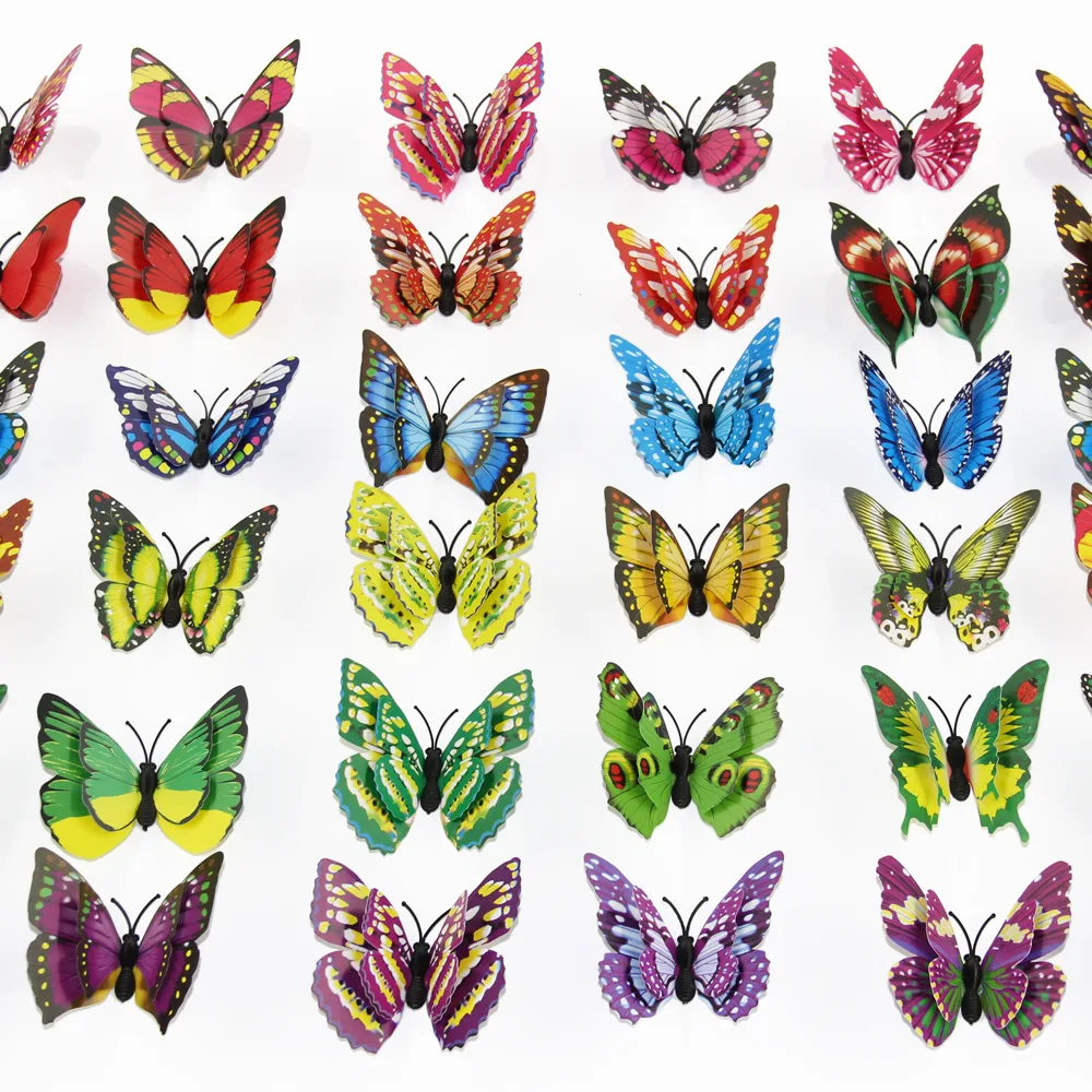 Wholesale Home Decoration 3D Fridge Magnet Custom 7CM Double Layer Simulated Butterfly Magnetic Refrigerator Magnet