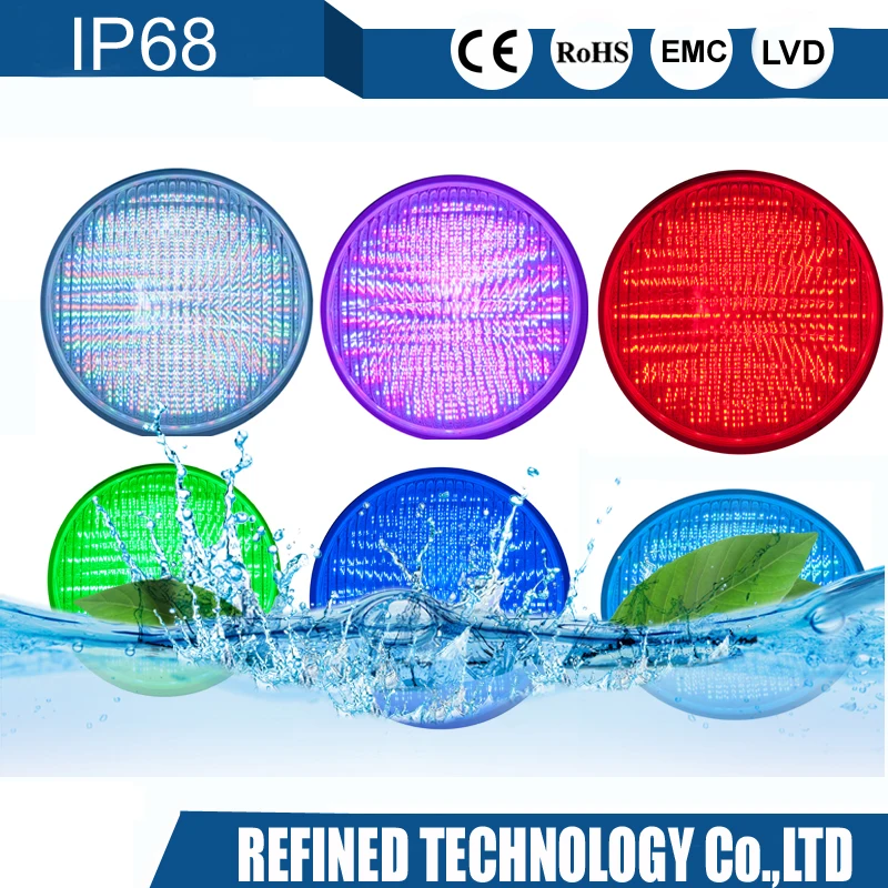 Refined IP68 Waterproof Thick Glass 18w 12v Par56 Led Underwater Swimming Pool Light for Outdoor Pool