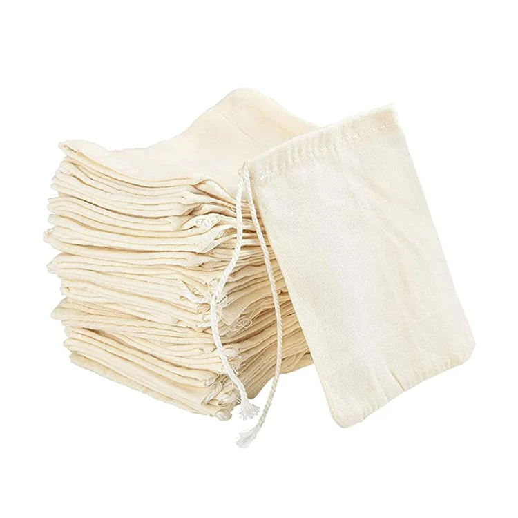 Muslin Small Custom Organic Cotton Calico Canvas String Promotional Drawstring Bags