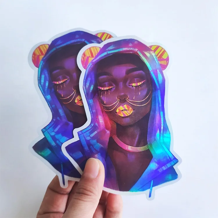 Colorful Printing Waterproof Shiny 3d Laser Vinyl Customized Logo Made  Rainbow Effect Holographic Sticker