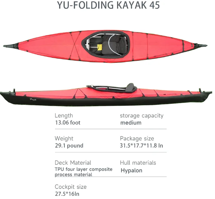 YU Aluminum Alloy Skeleton Kayak Foldable Cabin Cruiser for Ocean Adventures Splicing Boat Folding Kayak