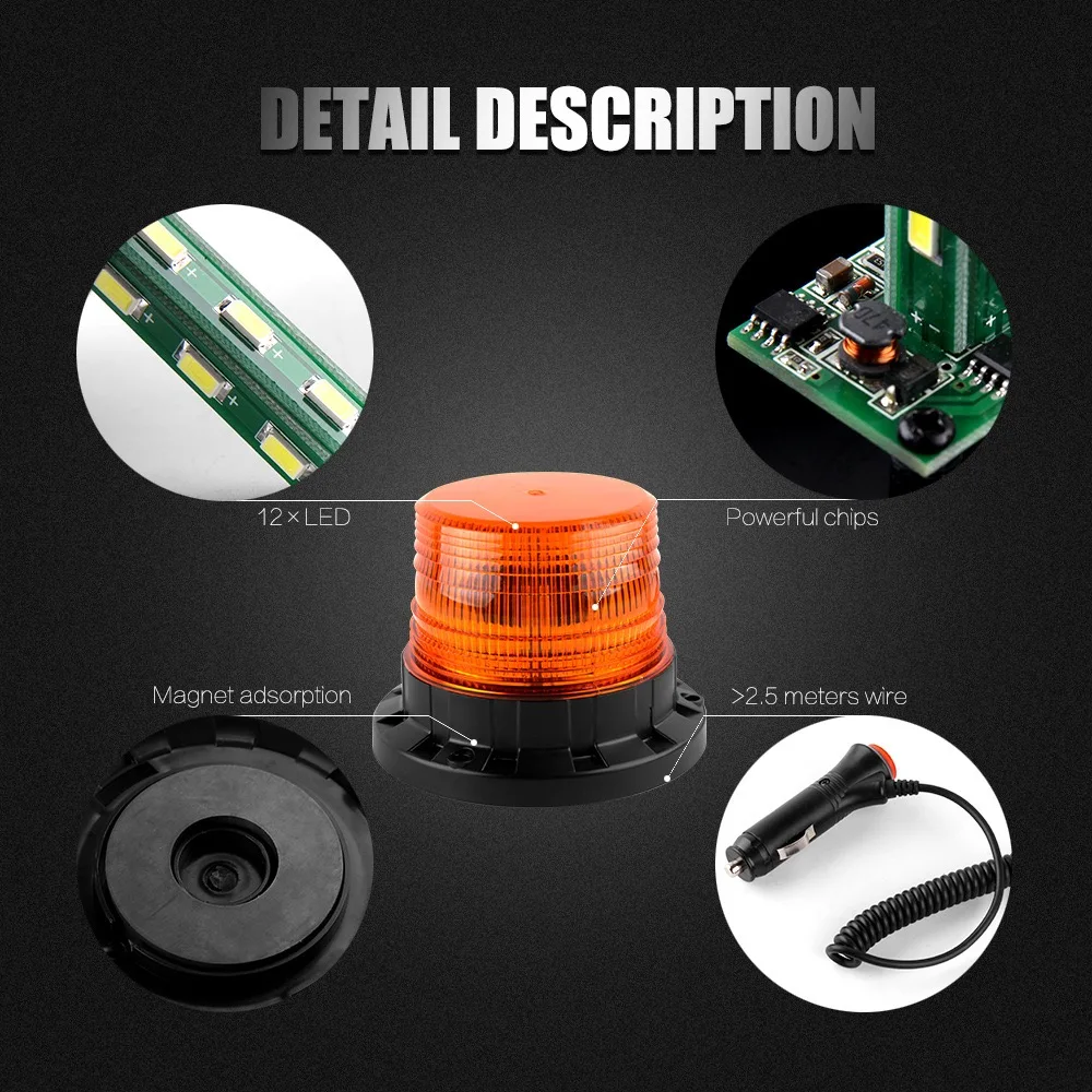 SMASYS Safety Warning Light Emergency Flashing LED High Power Beacon for School Bus, Construction Vehicle