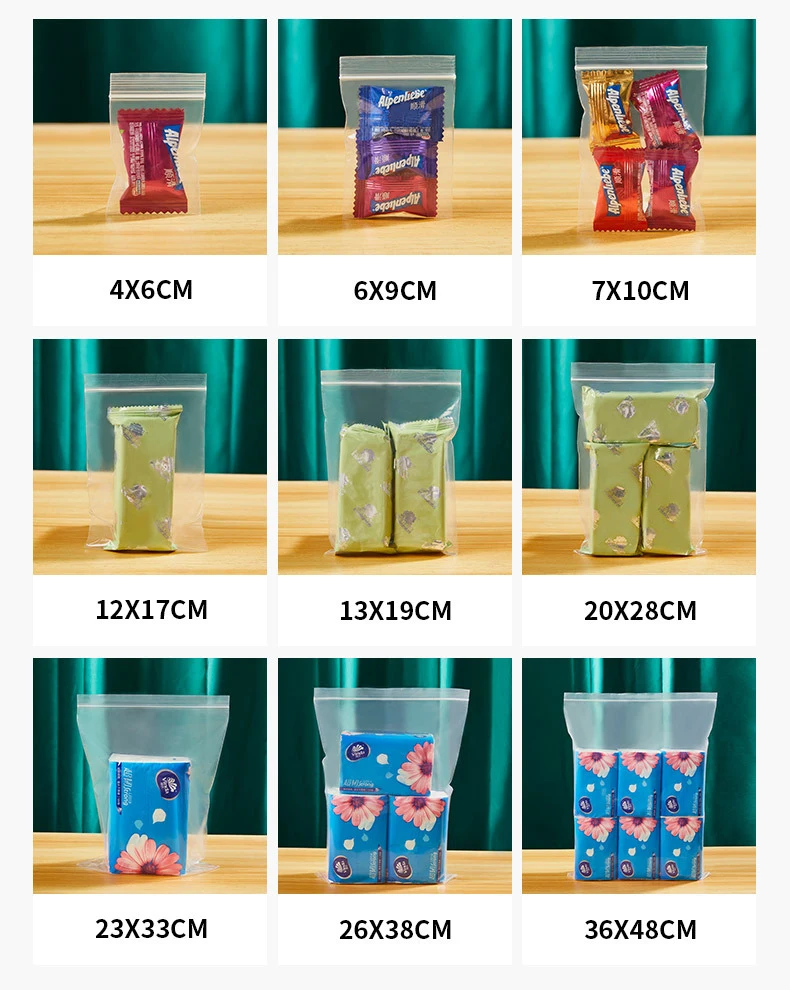 Transparent Pouch Waterproof And Moisture Proof zip Bags easy to instantly and securely self seal small for food lock bag