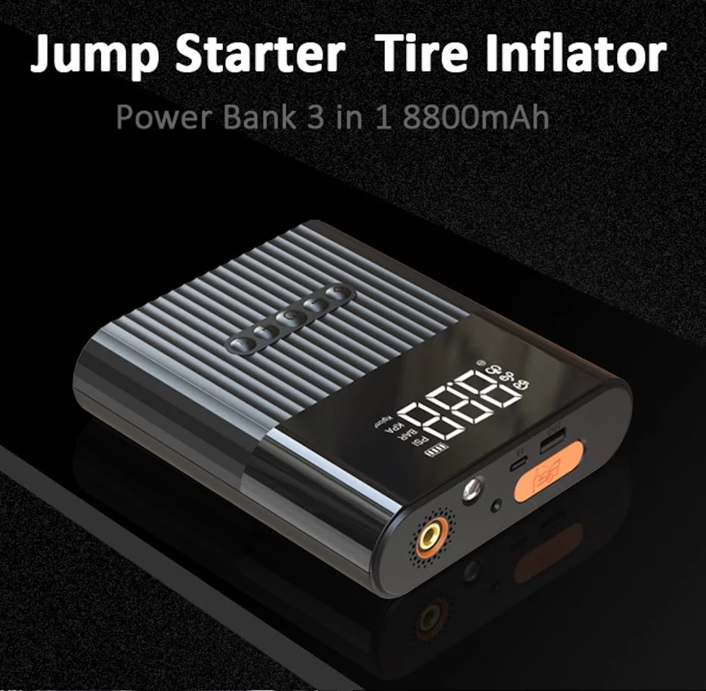 Portable Power Bank Car Battery Jump Starter Tire Inflator multifunctional Car Jump Starter Power Bank portable Air Compressor