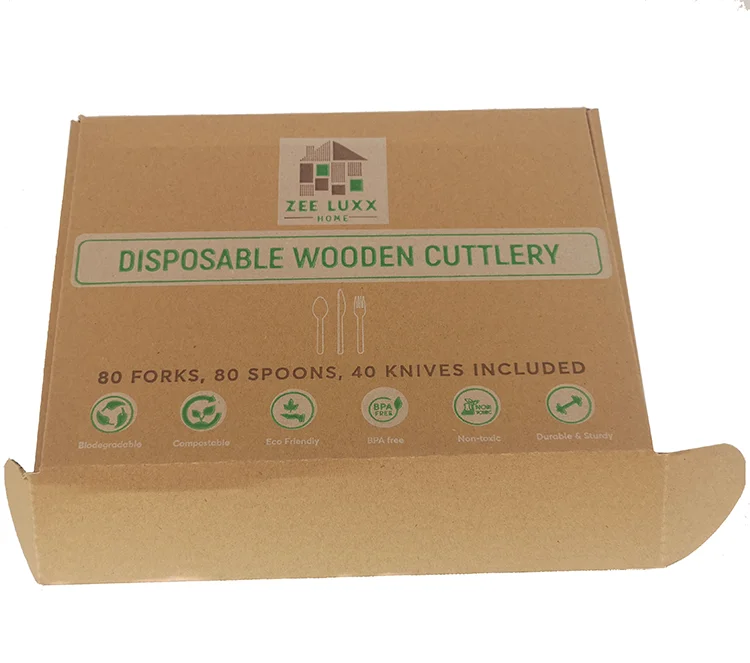 Custom Wholesale Eco-friendly 300 Pcs Disposable Wooden Tableware