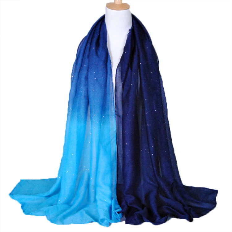 hot selling Islamic style ombre gradient color glitter shawl scarf viscose hijab