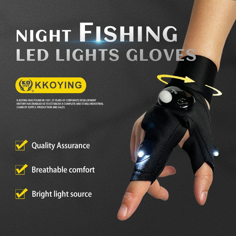 Manufacturers outdoor fishing tools magic belt fingerless gloves LED flashlight gloves