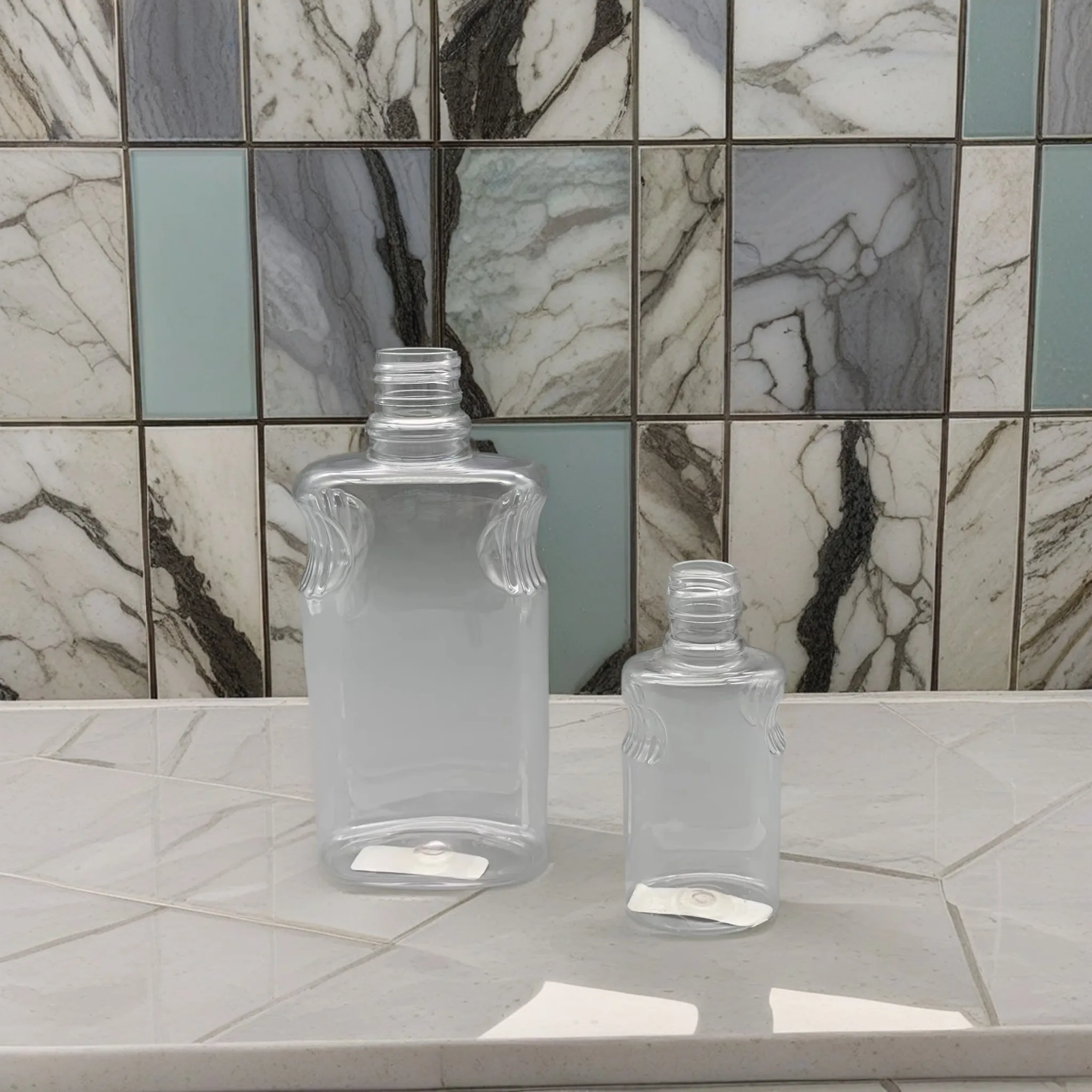 High Quality 65ml 330ml Mini Liquor Shape Flat PET Bottle 2oz 11oz Transparent Plastic Bottle With pump