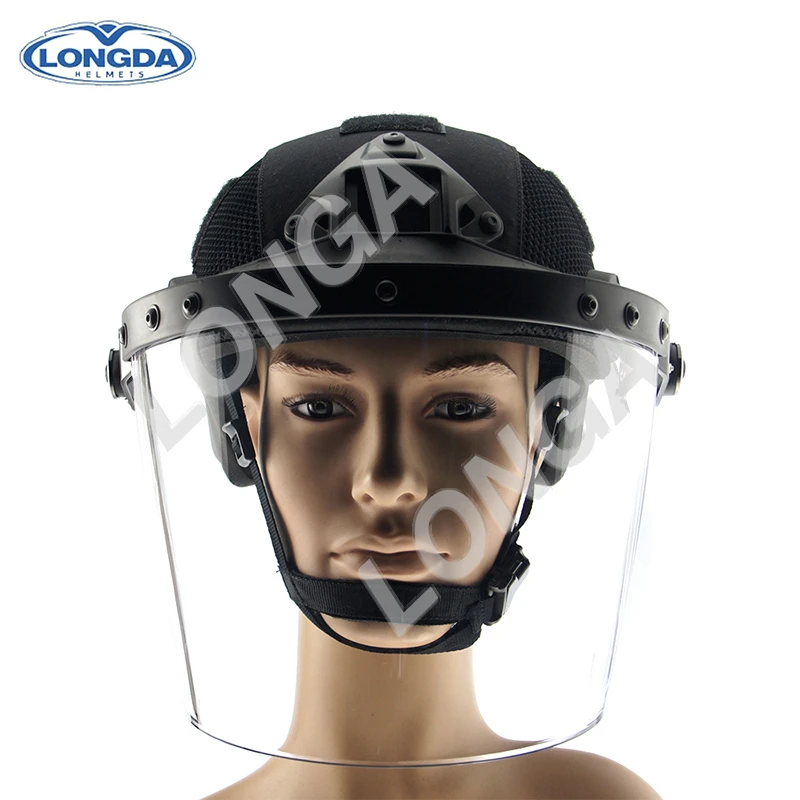 Tactical military security protective ballistic helmet with visor