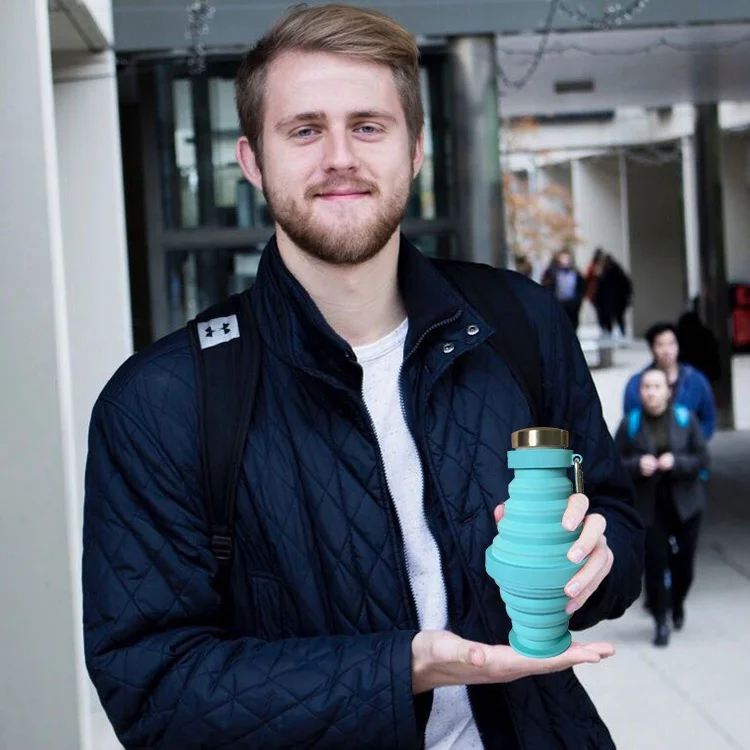 Eco friendly products 2020 fixable containers outdoor silicone foldable collapsible water bottle with custom logo