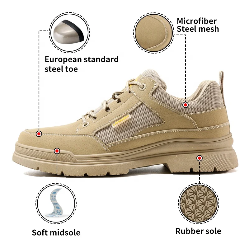 LAnoudun cargo series Khaki stylish safety shoes Professional non-slip SRA safety shoes for men