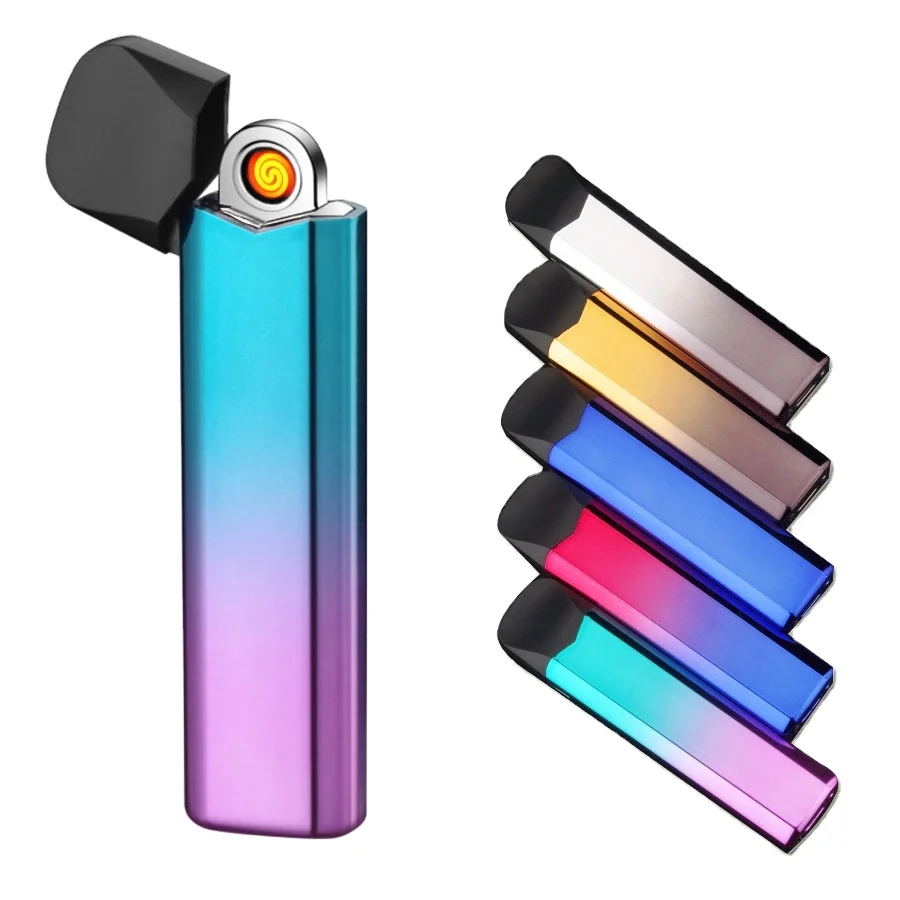 windproof lighter Dazzling Color TYPE-C rechargeable lighter Opens the Cover and Burns Portable Multicolor Cigarette Lighter