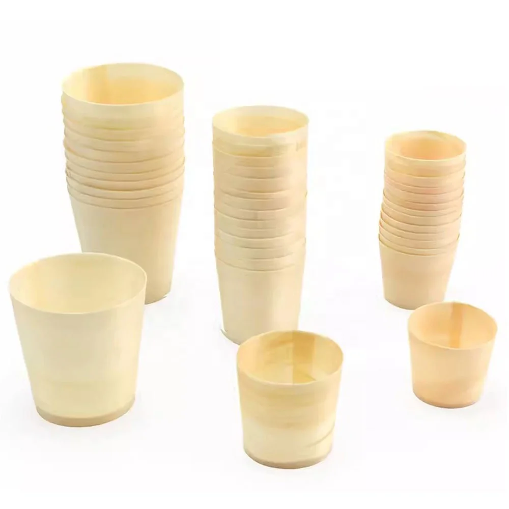 Custom Wood Measuring Dessert Tea Wine Coffee Cup Wooden Drinking Wooden Disposable Cups