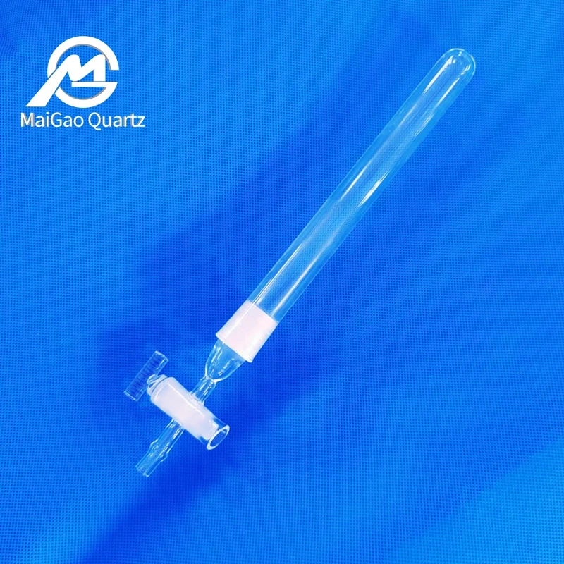 with frosted cover on/off valve quartz test tube, quartz glass tube for laboratory use