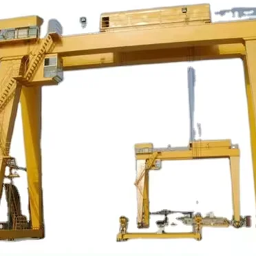 Boat lifting heavy duty RMG MG 30 tons Double girder gantry crane rubber tyre  mobile hoists crane cab remote control