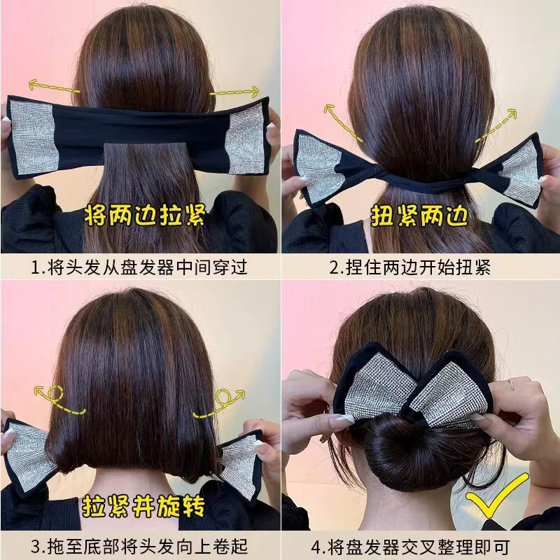 Sequins with diamond bowknot lazy twisting hairpin. Convenient ball head artifact. Magic twisting clip jewelry