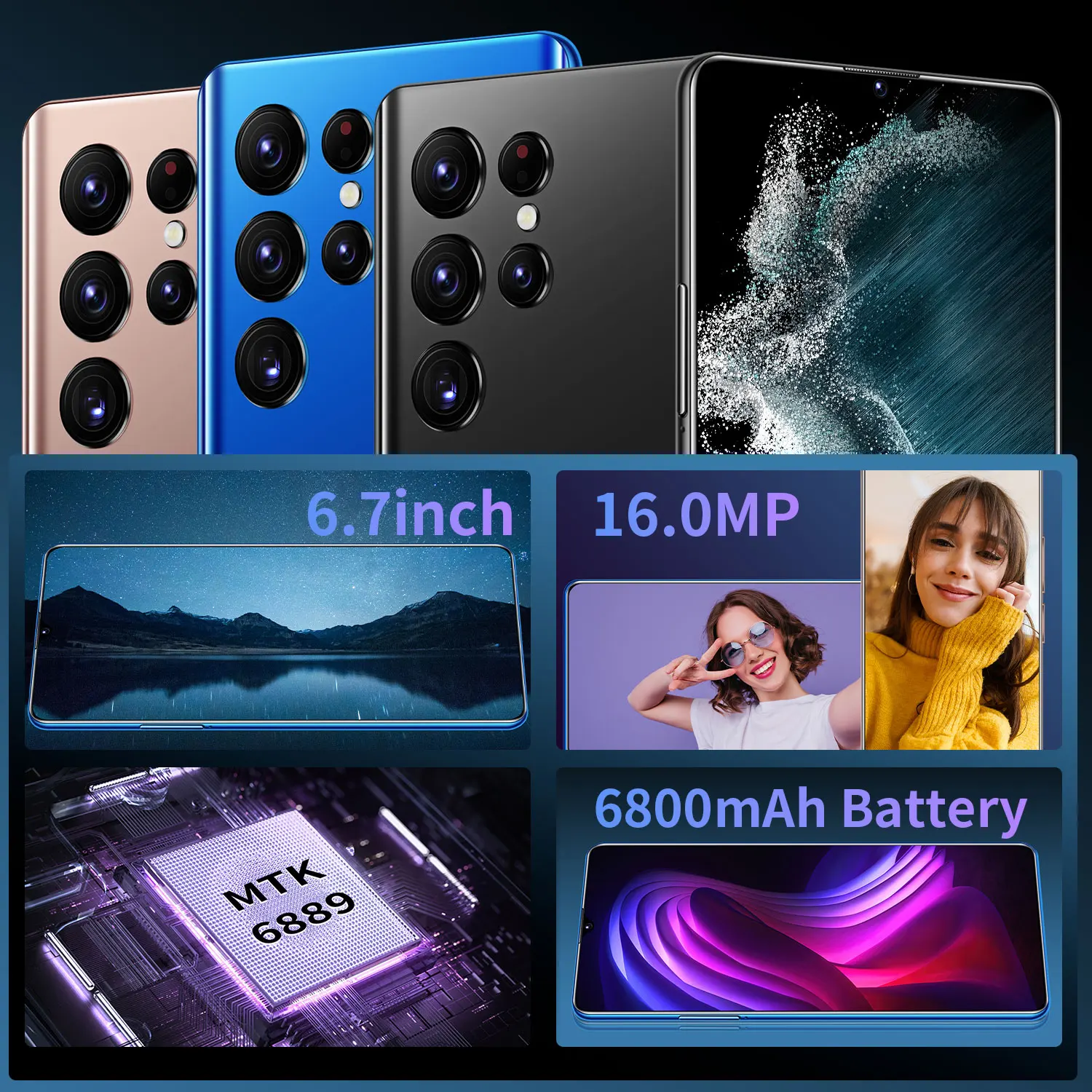 HOT SELLING S22 ULTRA 16Gb+512Gb Unlock Gaming Cellphones 4G 5G Android Smartphone Wireless Phone