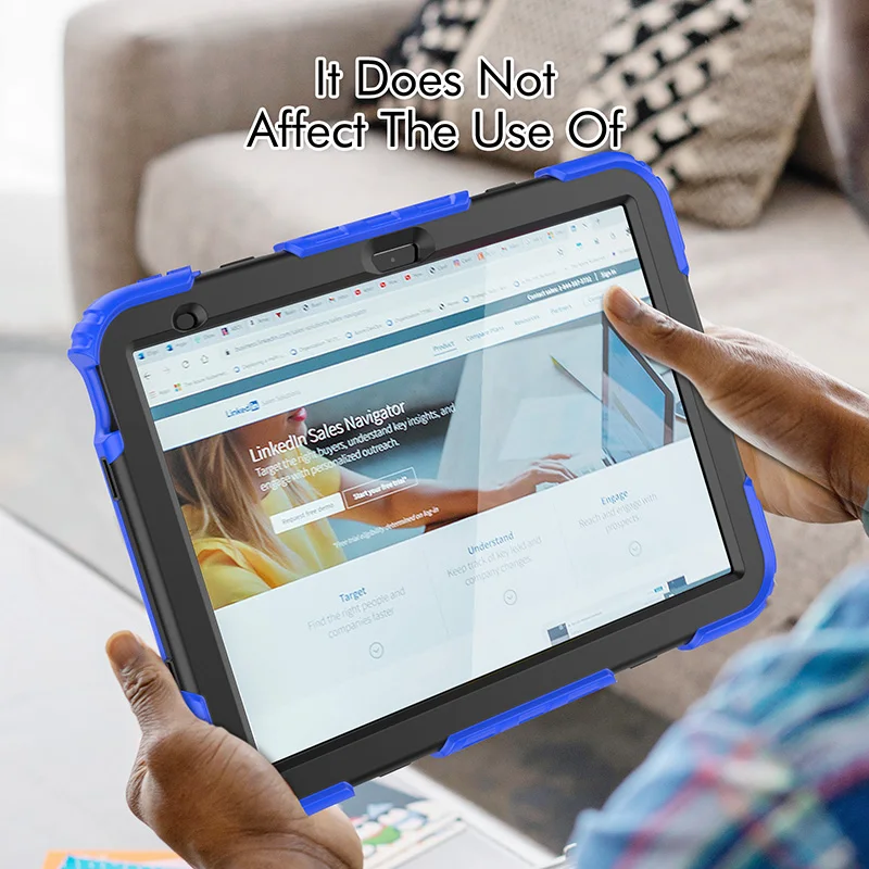 For iPad 10th Generation 10.9 inch 2022 silicone shockproof case with shoulder trap built in screen protector film rugged cover