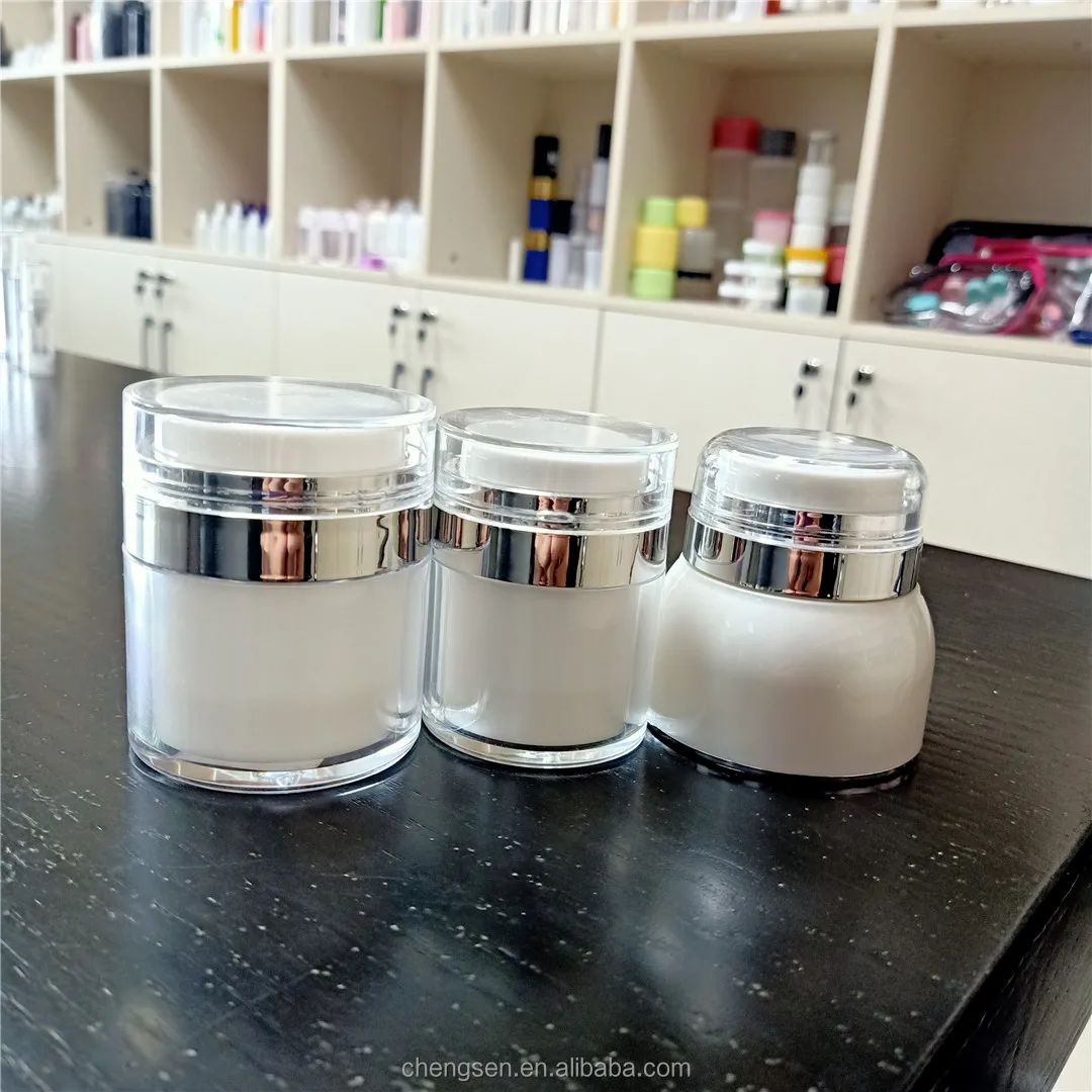 2023 Hot sales high quality and best price for logo printing wholesale full white 15g 30g 50g acrylic airless cream jar