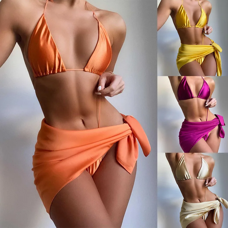 Draw String Super Mini Bikini Custom Printing Silk Women Cover Up Skirt Micro Thong Swimsuit