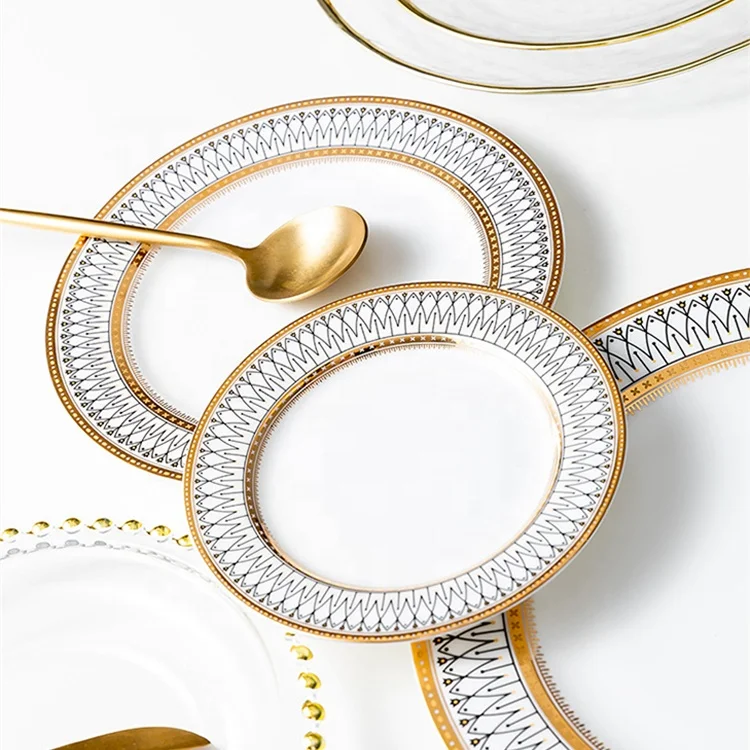 
Hotel Restaurant Wedding Event Round Dishes Nordic Porcelain Sets Dinnerware Dinner Ceramic Plates 