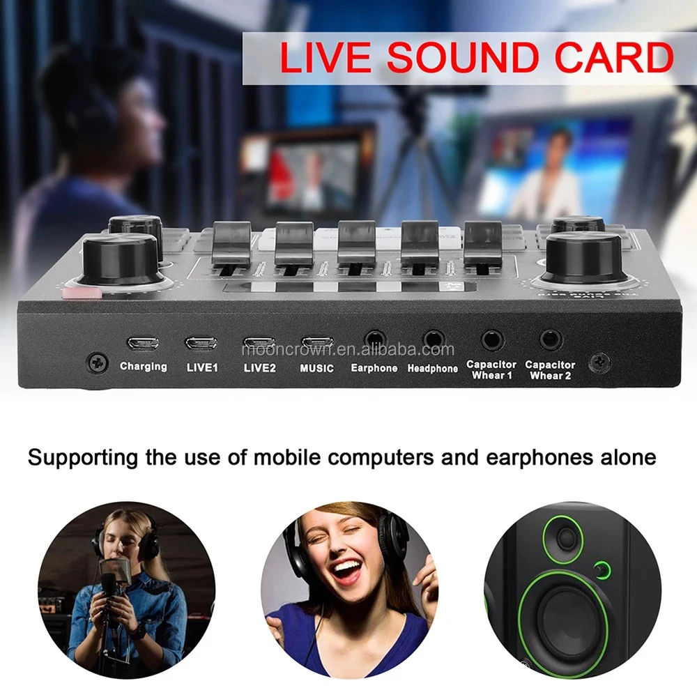 V9 аудио интерфейс dj звуковая карта usb студия запись Внешнее подключение телефон и Компьютер караоке прямая трансляция звуковые