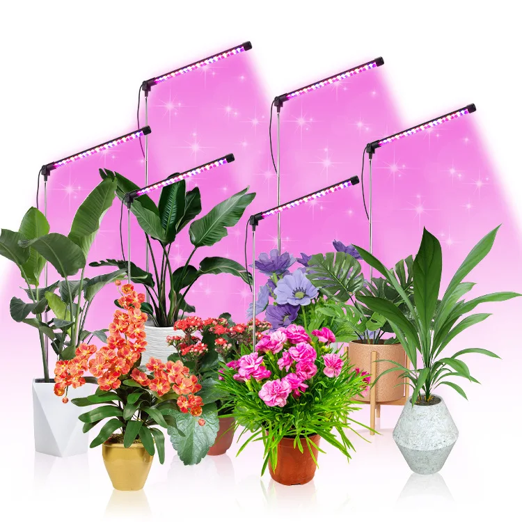 USB Clip-On Triple Head Plant Grow Light Timer Full Spectrum LED Sunlight for Indoor Succulents Flower Nursery