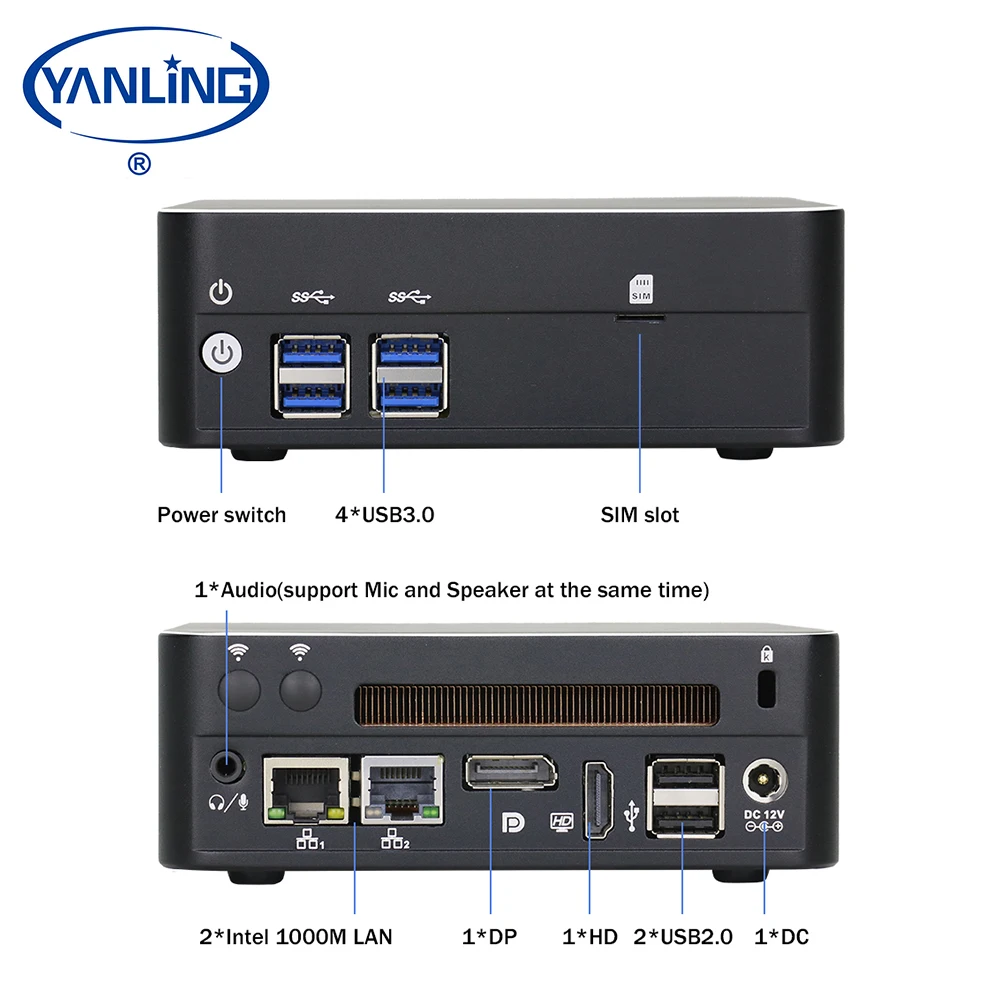 Newest 8th gen fan mini pc Intel core i5 8250u dual lan nano itx motherboard 3g function desktop computer