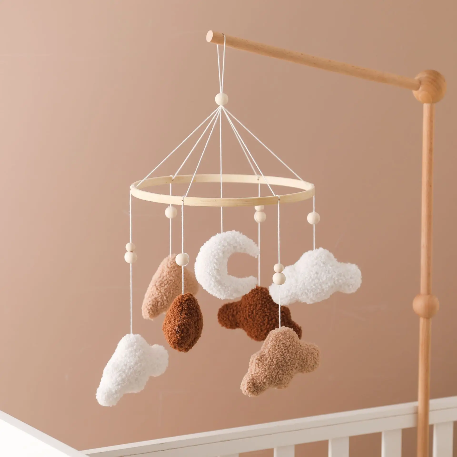 Wholesale Nordic Kids Room Decor Newborn Baby Gift Kids Hanging Handmade Toys Moon and Cloud Felt Baby Crib Mobile Nursery