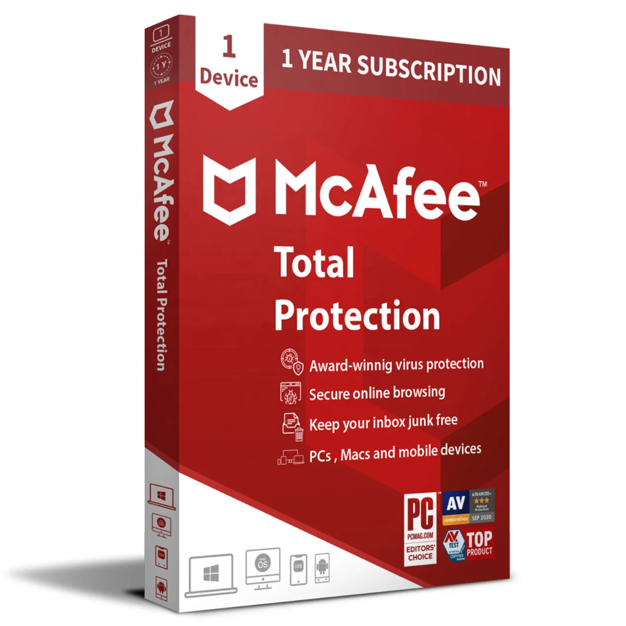 24/7 г., онлайн, в наличии, доставка по электронной почте, McAfee Total Protection 2022, 1 устройство, 1 год подвязки ключей, программное обеспечение для безопасности, код загрузки