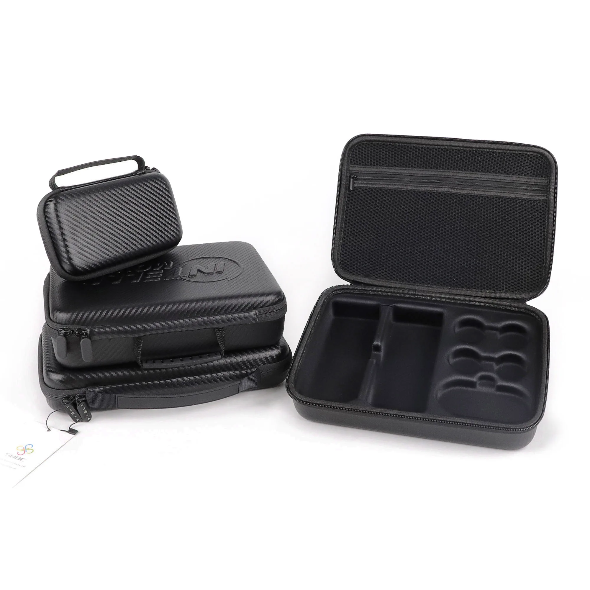 Custom Protective Carrying Hard Shell Waterproof Case for Tools Kits, Carbon Fiber PU Zipper Tool EVA Storage Case