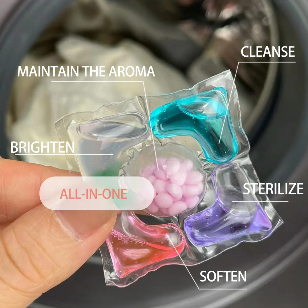 5 in 1 Water Soluble Laundry Detergent Pods Capsules Liquid Detergent Deep Cleaning Packaging Boxes For Washing Capsules