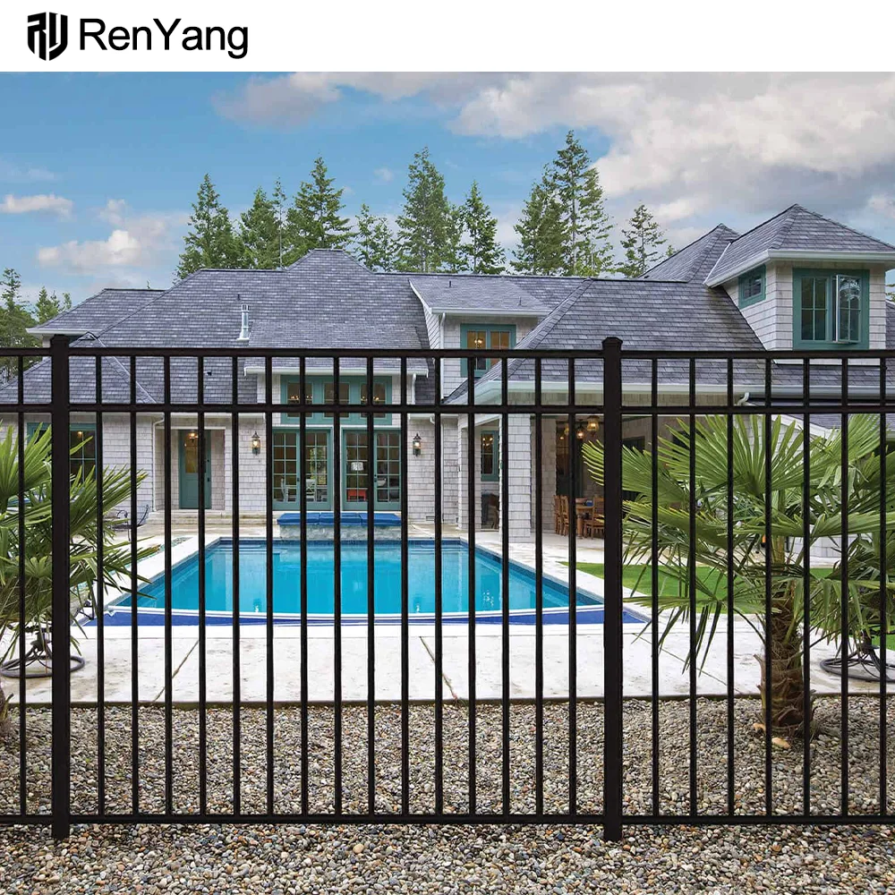 Wrought Iron Fence Supplies Outdoor House Backyard Perimeter Garden Black Metal Fence Steel Fence Panels
