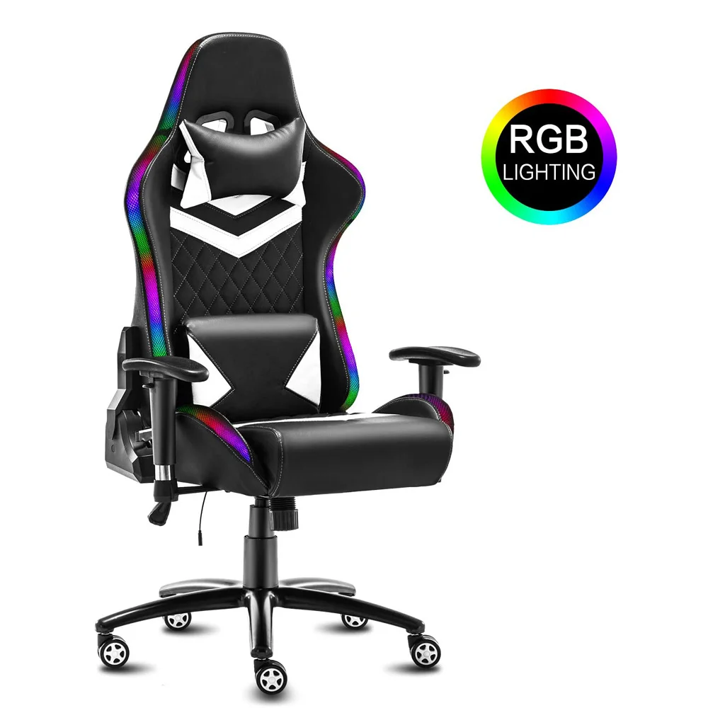 
 Эргономичный кожаный игровой стул руководителя с RGB-подсветкой  