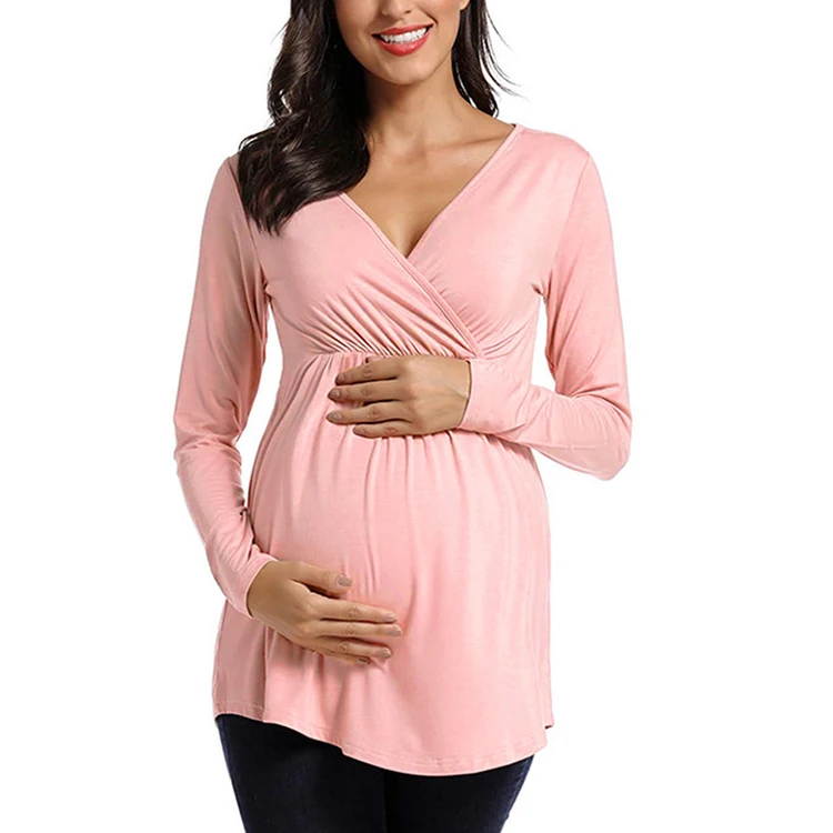 RTS Barbarian women casual v neck maternity breastfeeding tops pregnancy clothes long sleeve t shirt