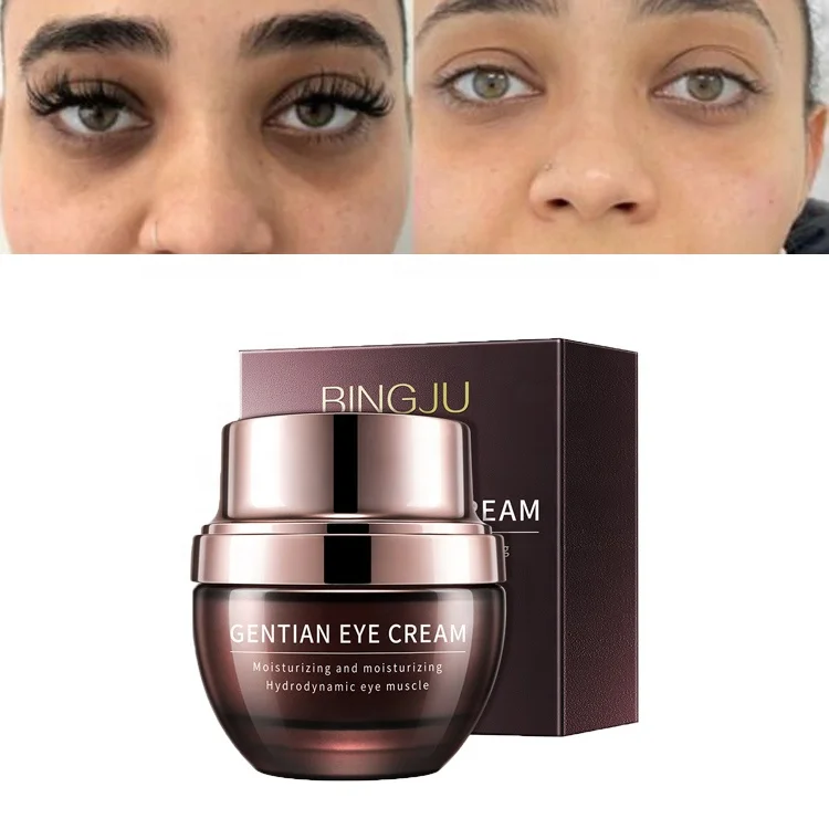 Wholesale low moq gentian extract moisturizing eyes skin dark circles under eye bags removal cream