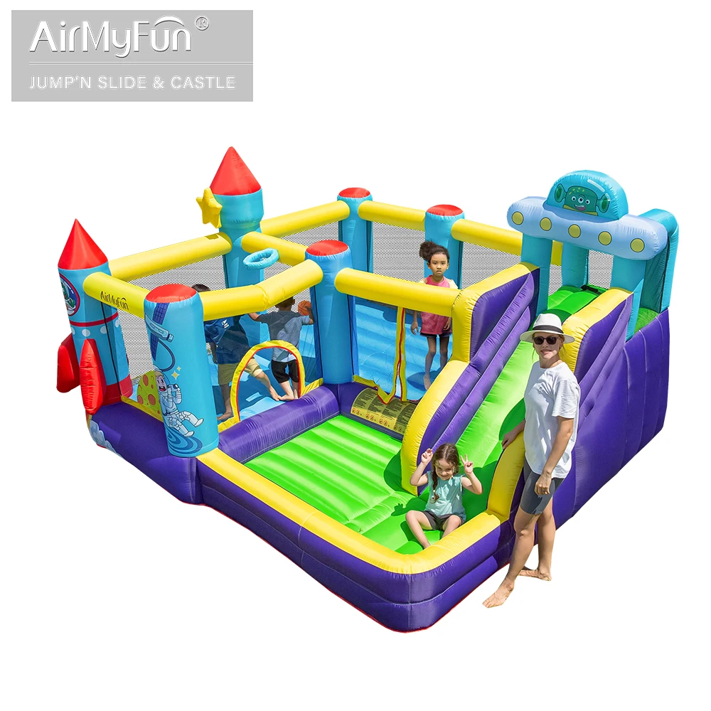 China Factory Outer Sky Rocket Bouncy House Castle Party Custom Inflatable Trampolines Slide For Children