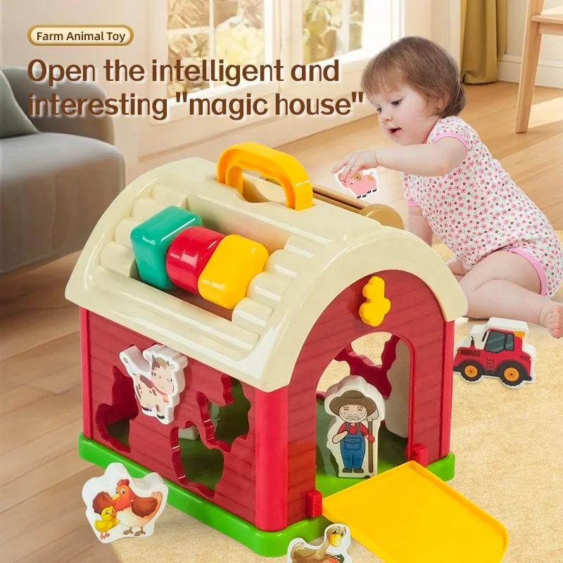 OEM  children Dollhouse Farm Hut Animal Cognitive Pairing Infant Early Education Sensory Busy Board  Multifunctional Farm Toy