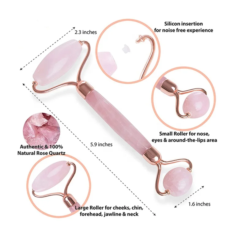 Новое поступление розовый кварц ролик для лица натуральный нефритовый массажер